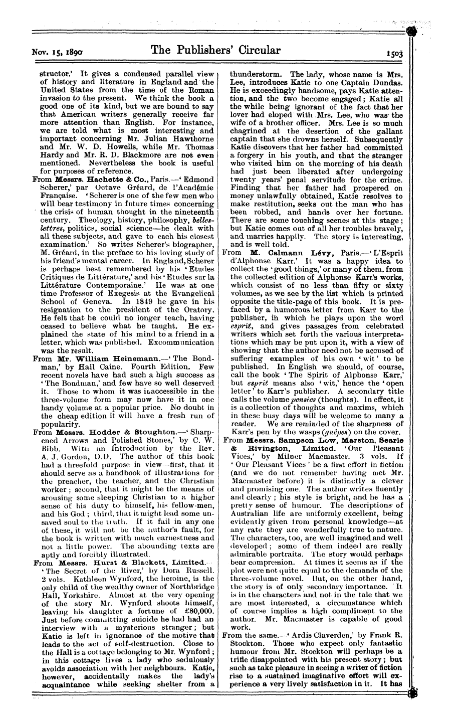 Publishers’ Circular (1880-1890): jS F Y, 1st edition - ¦ ., T '' Iflrtl' ¦ __