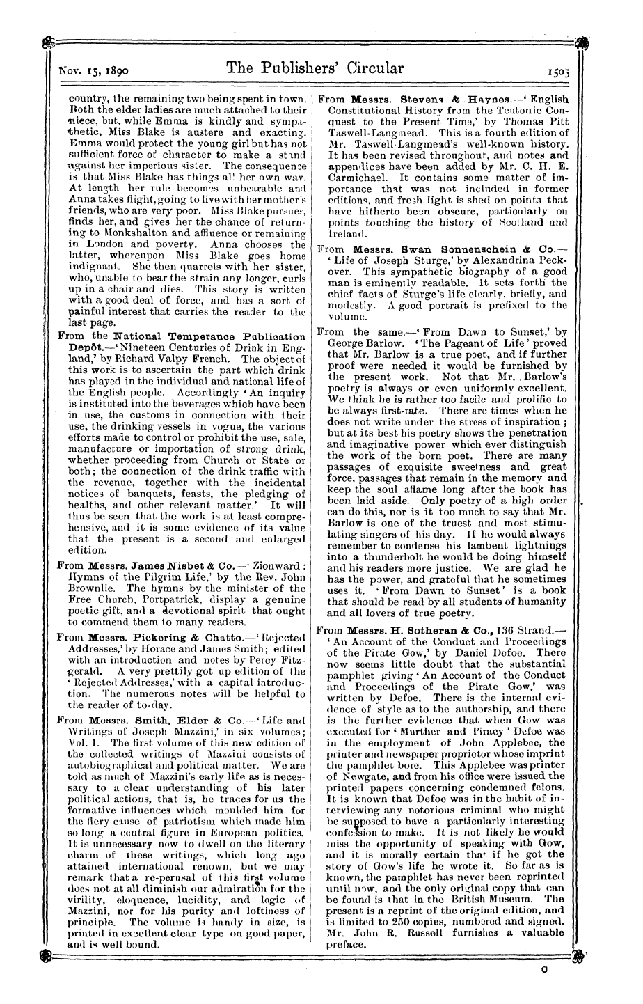 Publishers’ Circular (1880-1890): jS F Y, 1st edition - Ar01900