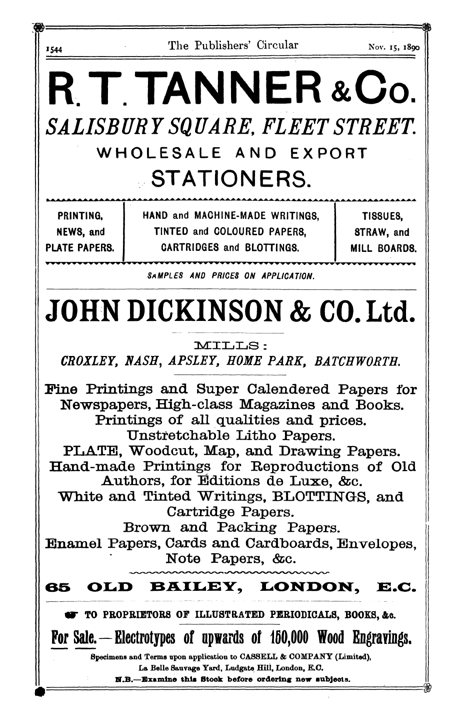 Publishers’ Circular (1880-1890): jS F Y, 1st edition - Ad05801