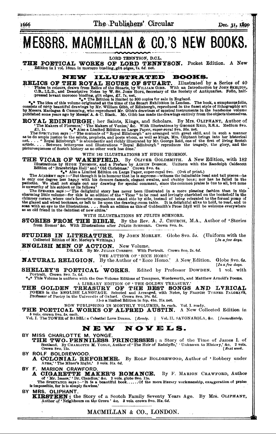 Publishers’ Circular (1880-1890): jS F Y, 1st edition - Ad02402