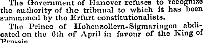 The Government of Hanover refuses to rec...