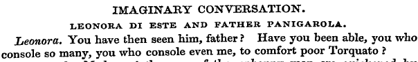 IMAGINARY CONVERSATION. LEONORA DI ESTE ...