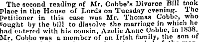 The second reading of Mr. Cobbe's Divorc...