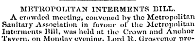 METROPOLITAN INTERMENTS BILL. A crowded ...