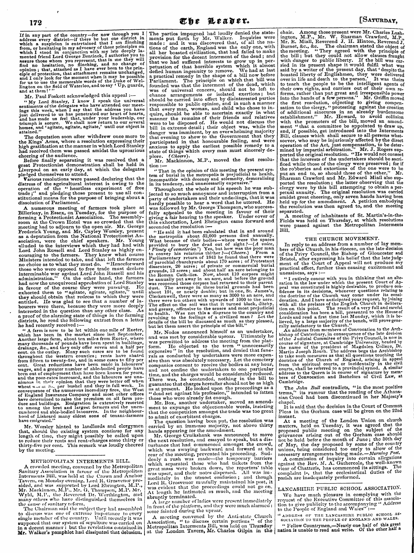 Leader (1850-1860): jS F Y, Country edition - Metropolitan Interments Bill. A Crowded ...