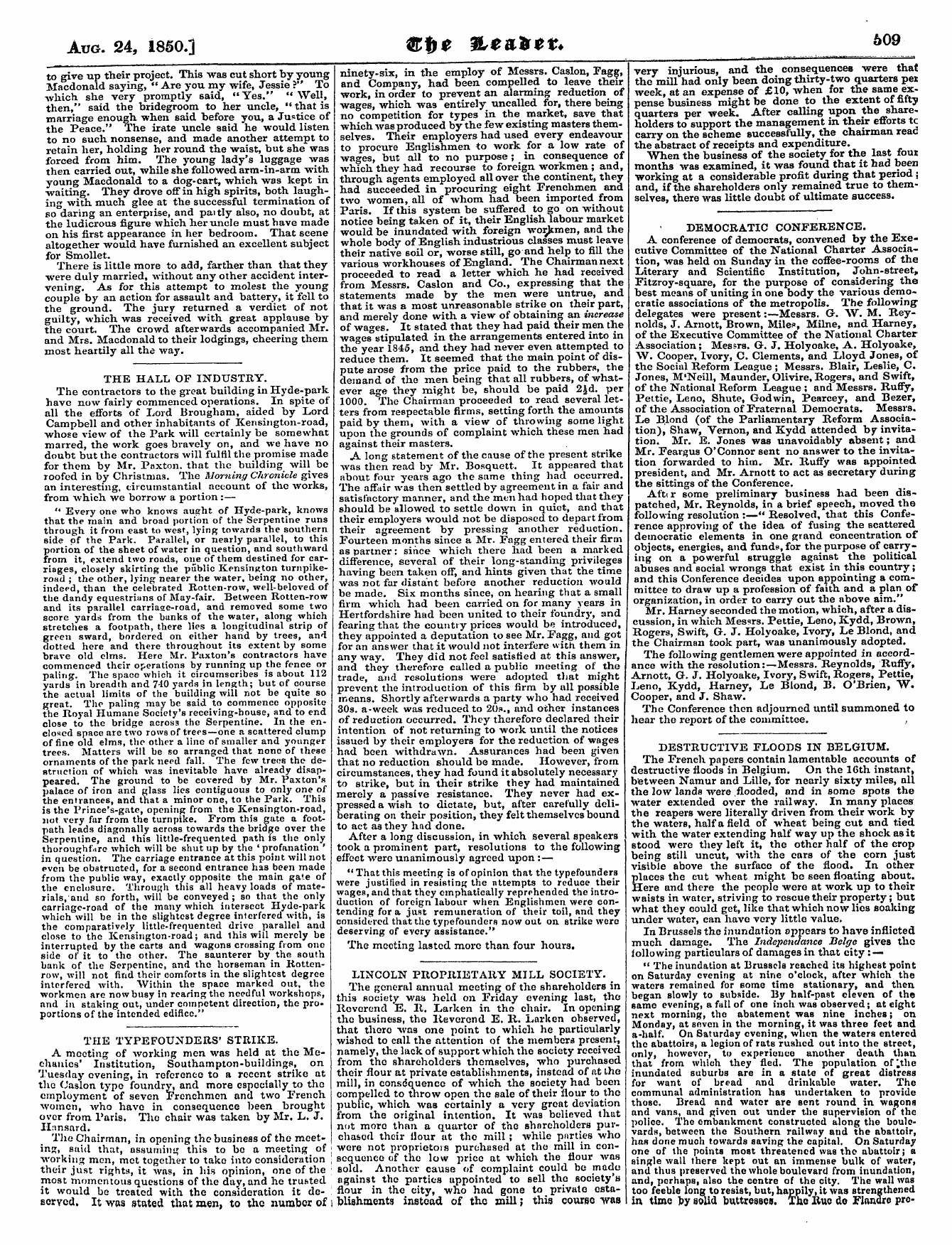 Leader (1850-1860): jS F Y, Country edition - The Hall Of Industry. The Contractors To...