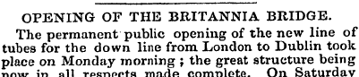 OPENING OF THE BRITANNIA BRIDGE. The per...