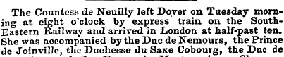 The Countess de Neuilly left Dover on Tu...