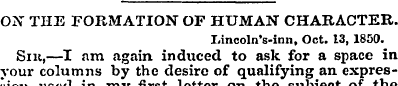 ON THE FORMATION OF HUMAN CHARACTER. Lin...