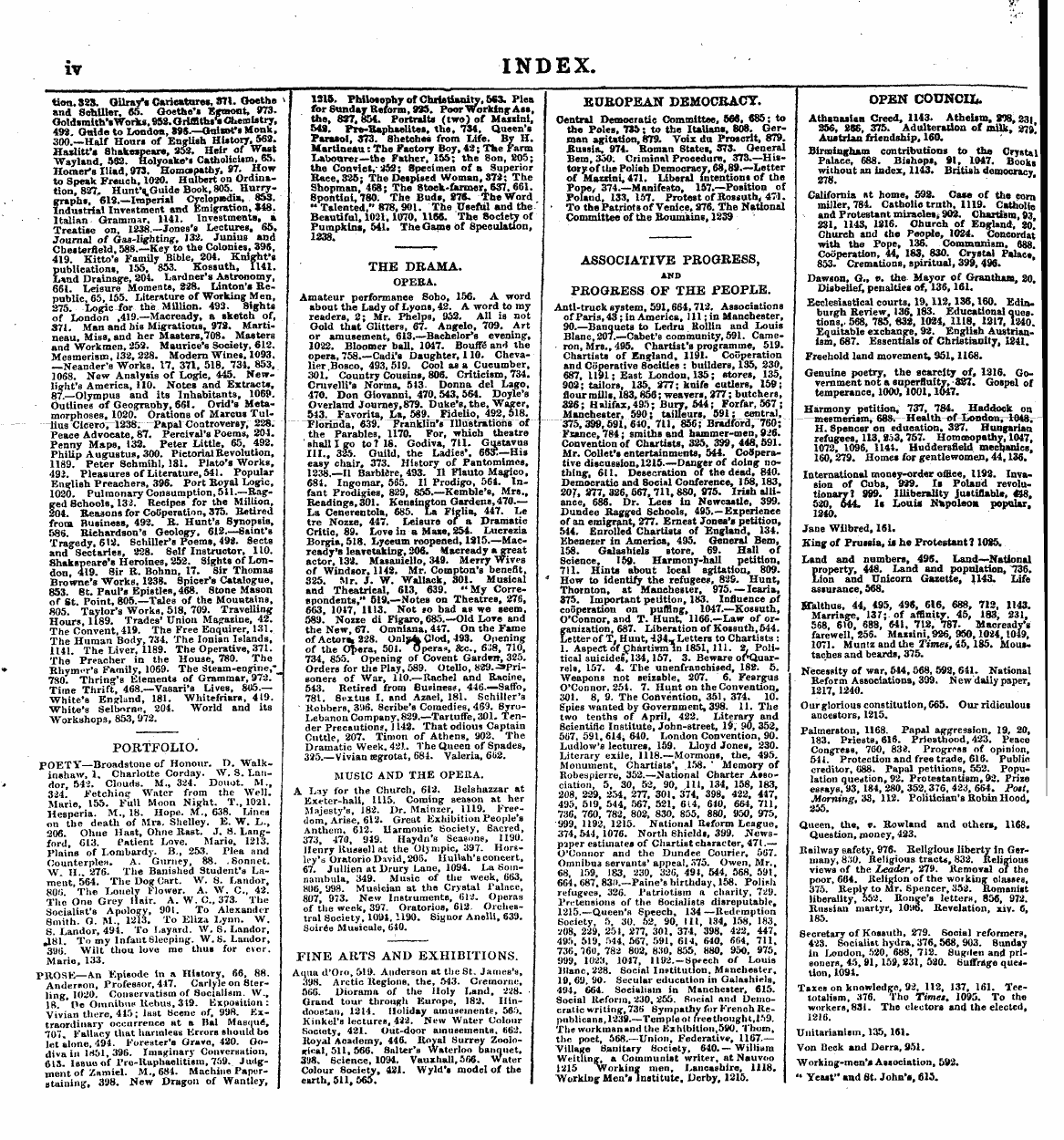 Leader (1850-1860): jS F Y, 1st edition, Front matter - ¦A" Iv Index.