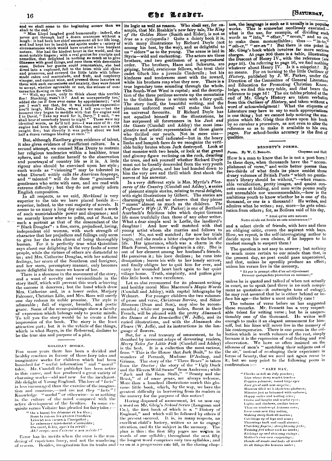 Leader (1850-1860): jS F Y, Country edition - "Mbrkland" And "Eastbury." Merkland. A S...