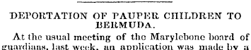 DEPORTATION OF PAUPER CHILDREN TO BERMUD...