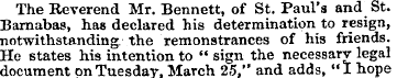 The Reverend Mr. Bennett, of St. Paul's ...