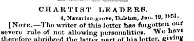 CHARTIST LEADERS. 4, Navarino-frrove, Du...