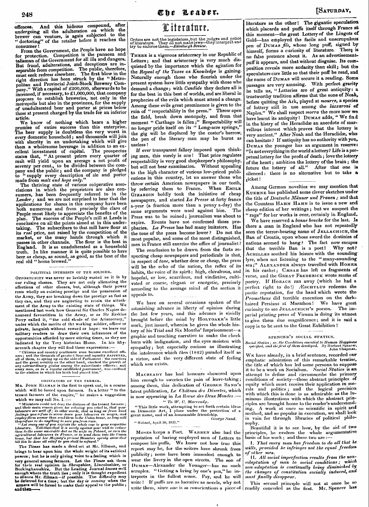 Leader (1850-1860): jS F Y, Country edition - Mosich Keeps A Poet. Wakrkn Also Had The...