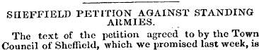 SHEFFIELD PETITION AGAINST STANDING ARMI...