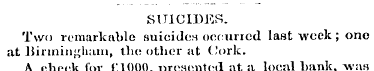 SUICIDES. Two remarkable suicides occurr...