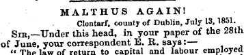 MALTHUS AGAIN! Clontarf, county of Dubli...