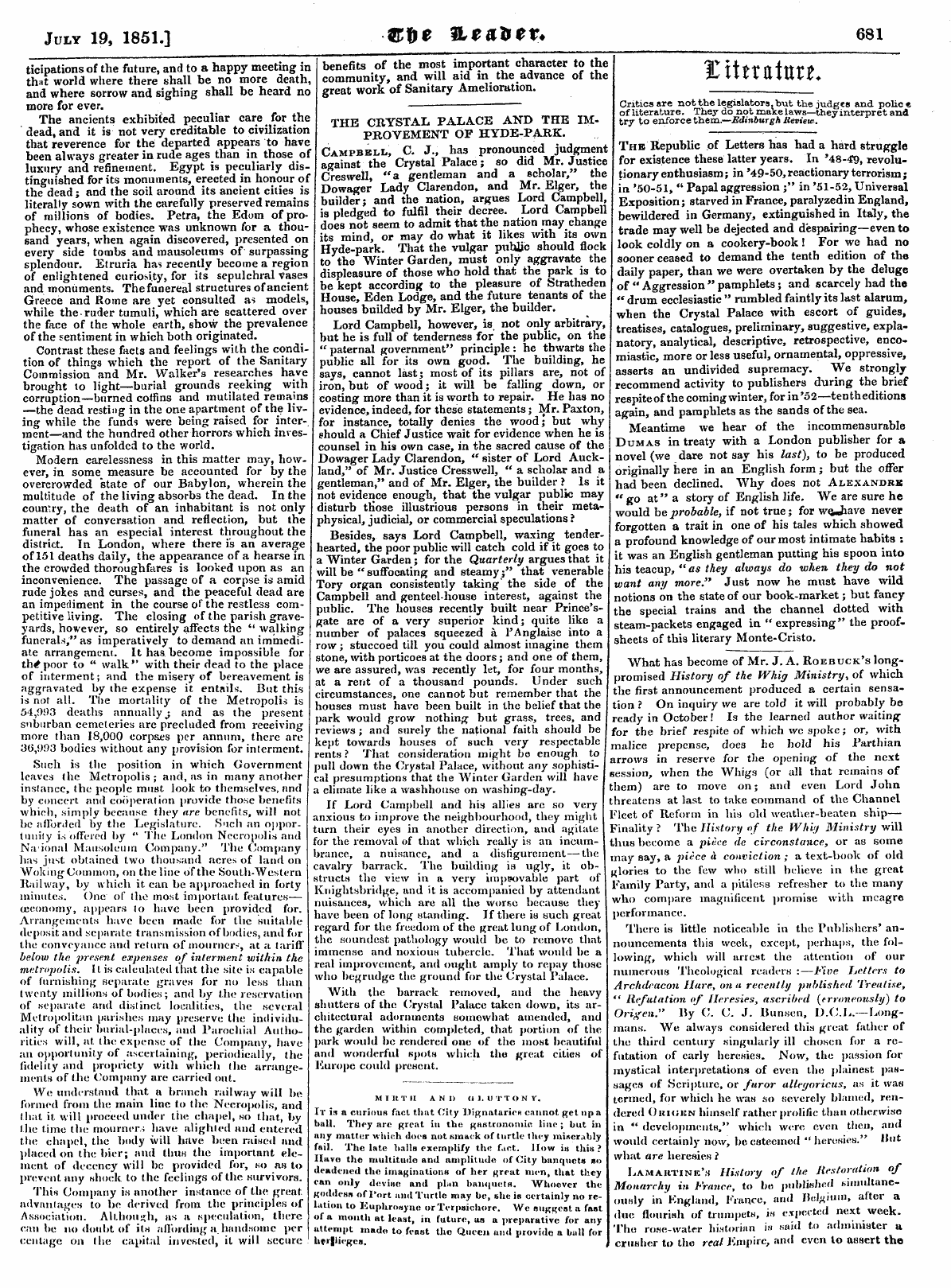 Leader (1850-1860): jS F Y, Country edition - M I It T Ii And O 1. U T T O N Y. It Is ...