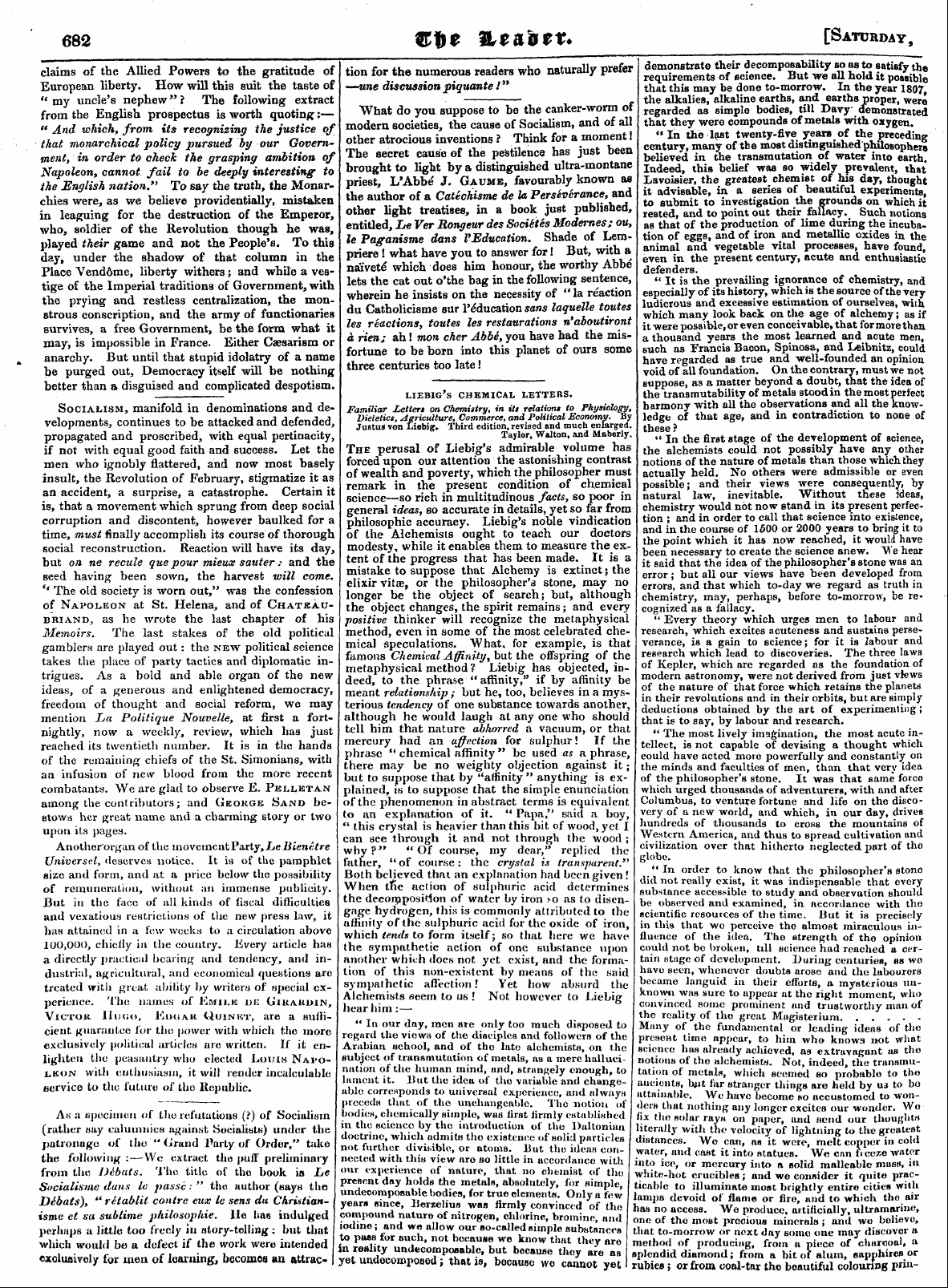 Leader (1850-1860): jS F Y, Country edition - 682 ©Ft* &*&&**? [Saturday,