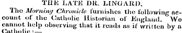 THE LATE DR. LINOARI) . The Morning Chro...