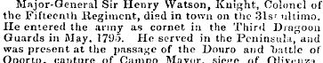 Major-General Sir Henry Watson, Kuight, ...