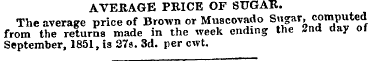 AVERAGE PRICE OF SUGAR. The average pric...