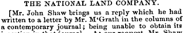 THE NATIONAL LAND COMPANY. [Mr. John Sha...