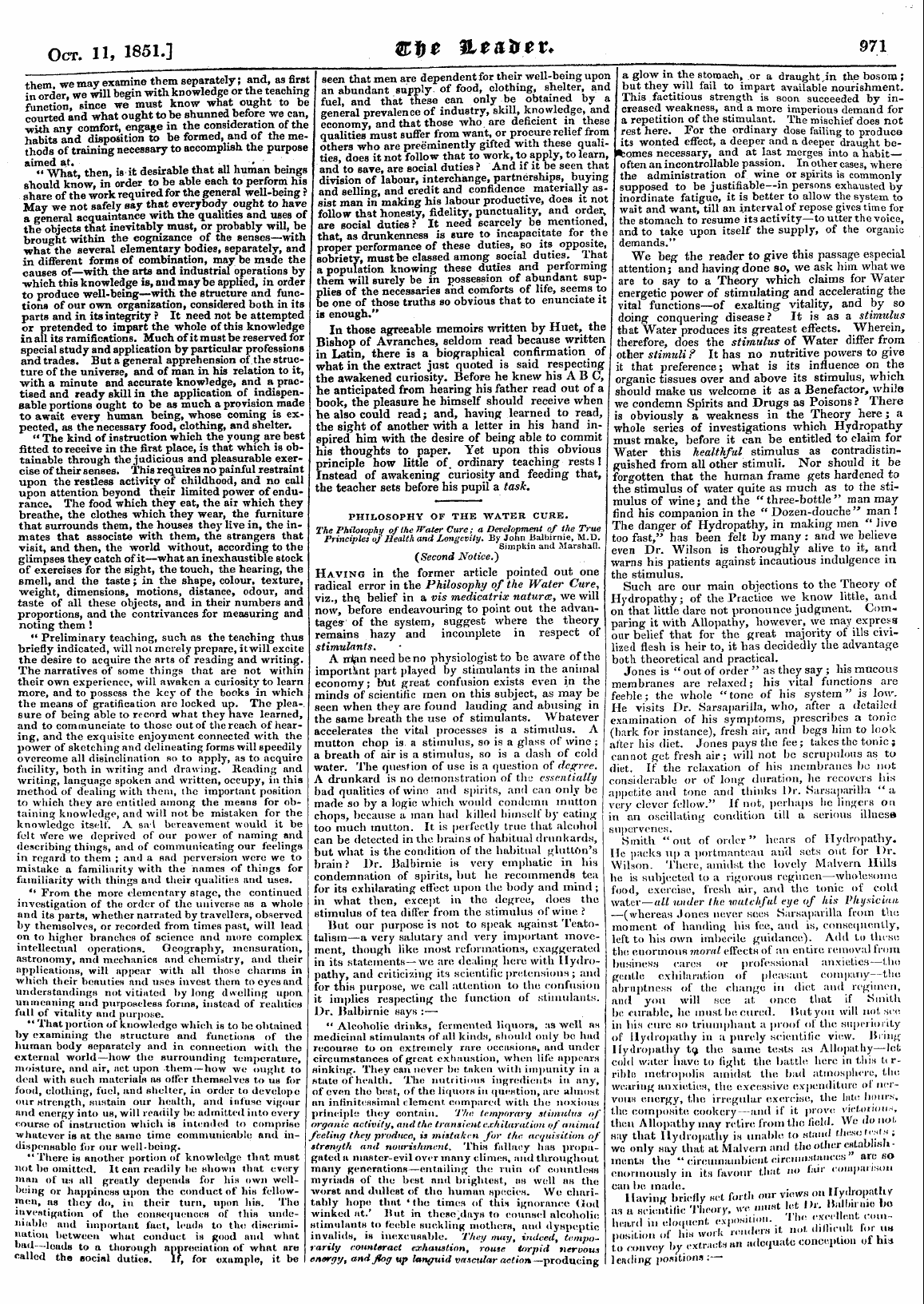 Leader (1850-1860): jS F Y, Country edition - Oct. 11, 1851.] &%* &*«&**? 971