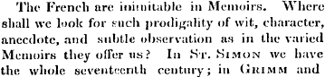 The French are inimitable in Memoirs. Wh...