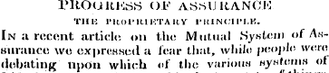 l»RO(iRMci» OL«' ASSURANCE T1IK l'ltoriU...