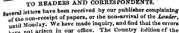 TO HEADERS AND CORRESPONDENTS. al letter...