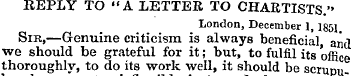 REPLY TO " A LETTER TO CHARTISTS ." Lond...