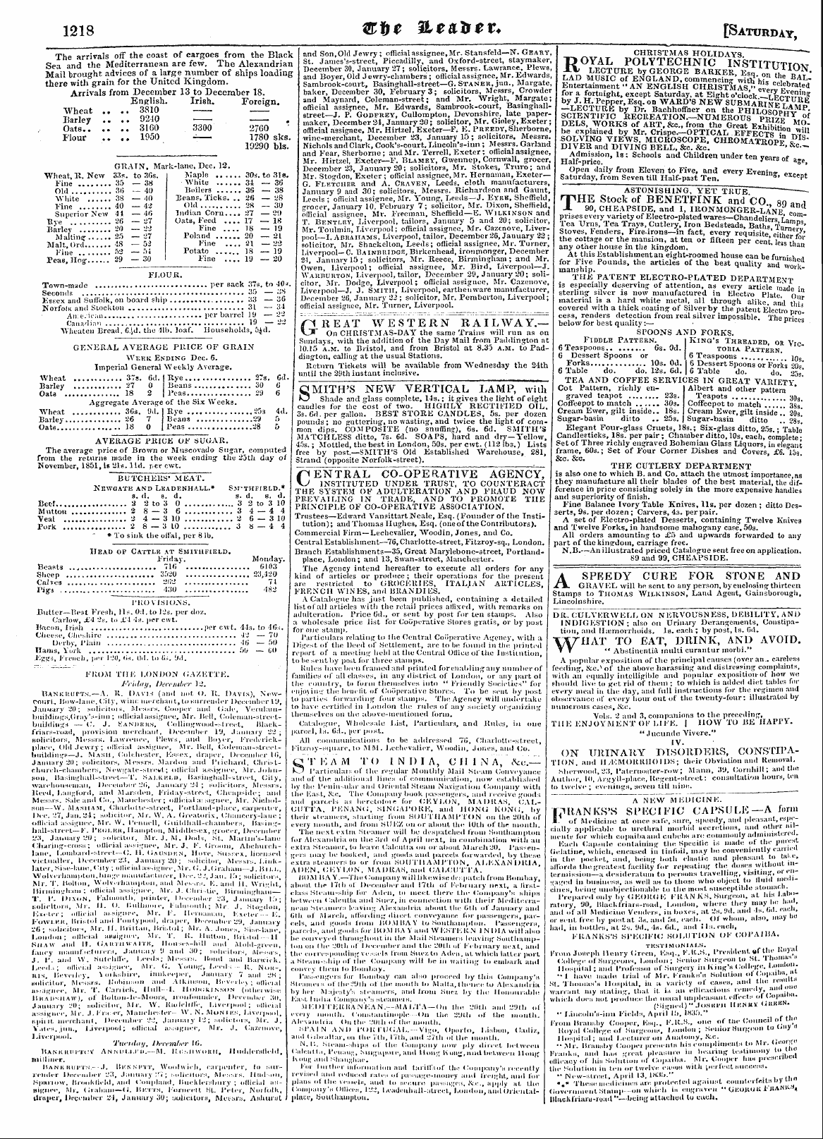 Leader (1850-1860): jS F Y, Country edition - 1218 &T>T 3le&Iiev. [Saturday ,