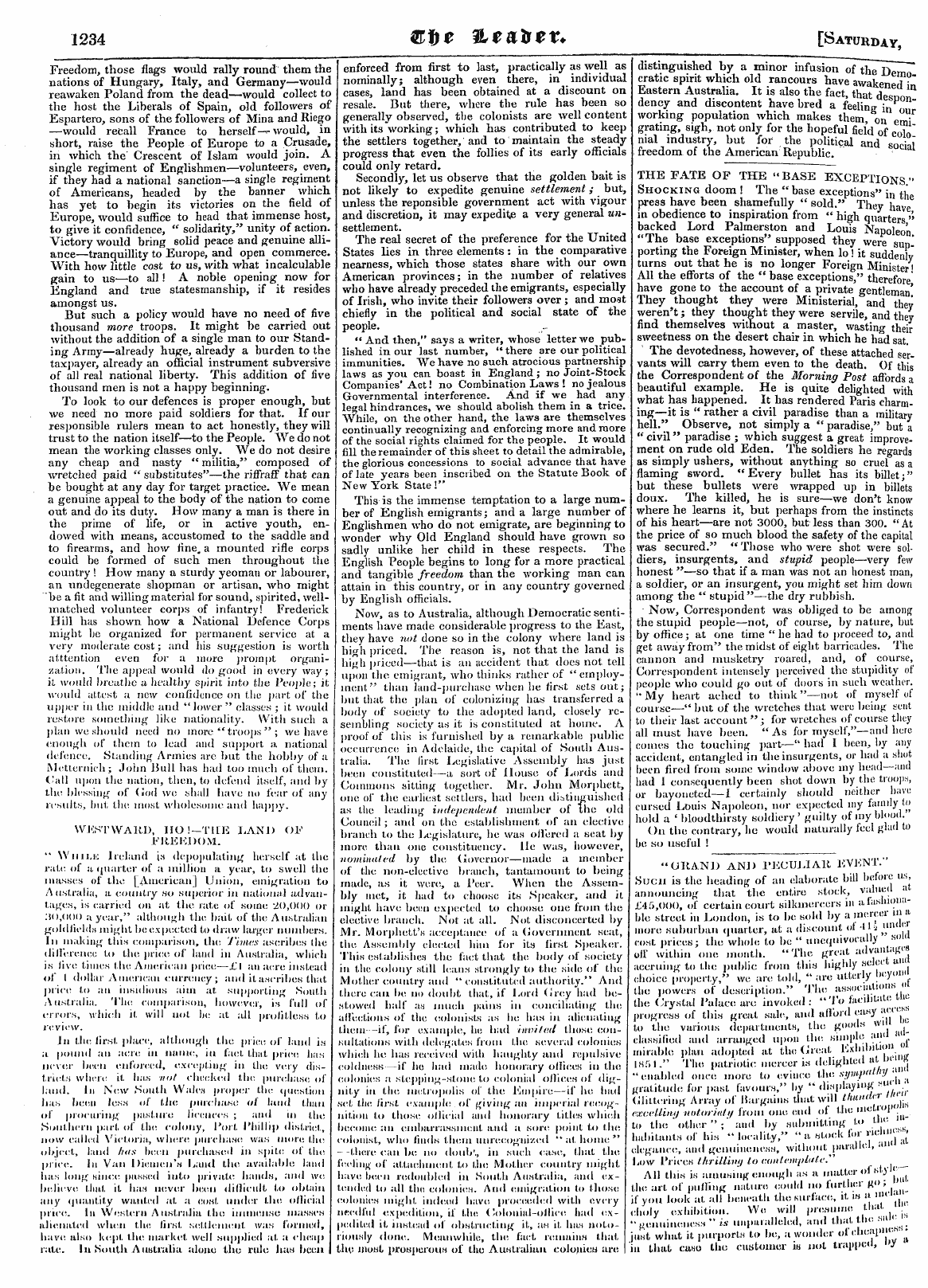 Leader (1850-1860): jS F Y, Country edition - The Fate Of The "Base Exceptions " Shock...