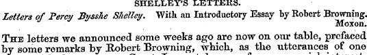 SHELLEY'S LETTJERS. Letters of Percy Bys...