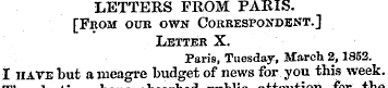 LETTERS FROM PARIS. [From our own Corres...