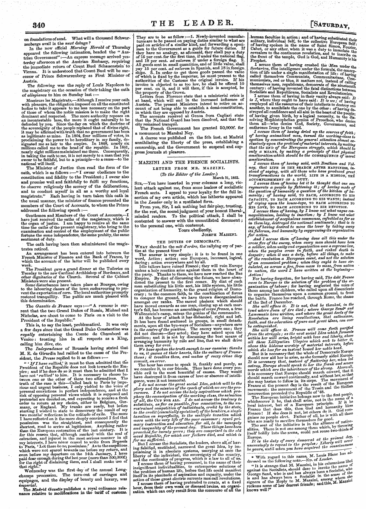 Leader (1850-1860): jS F Y, Country edition - Continental Notes. The Death Of Prince S...