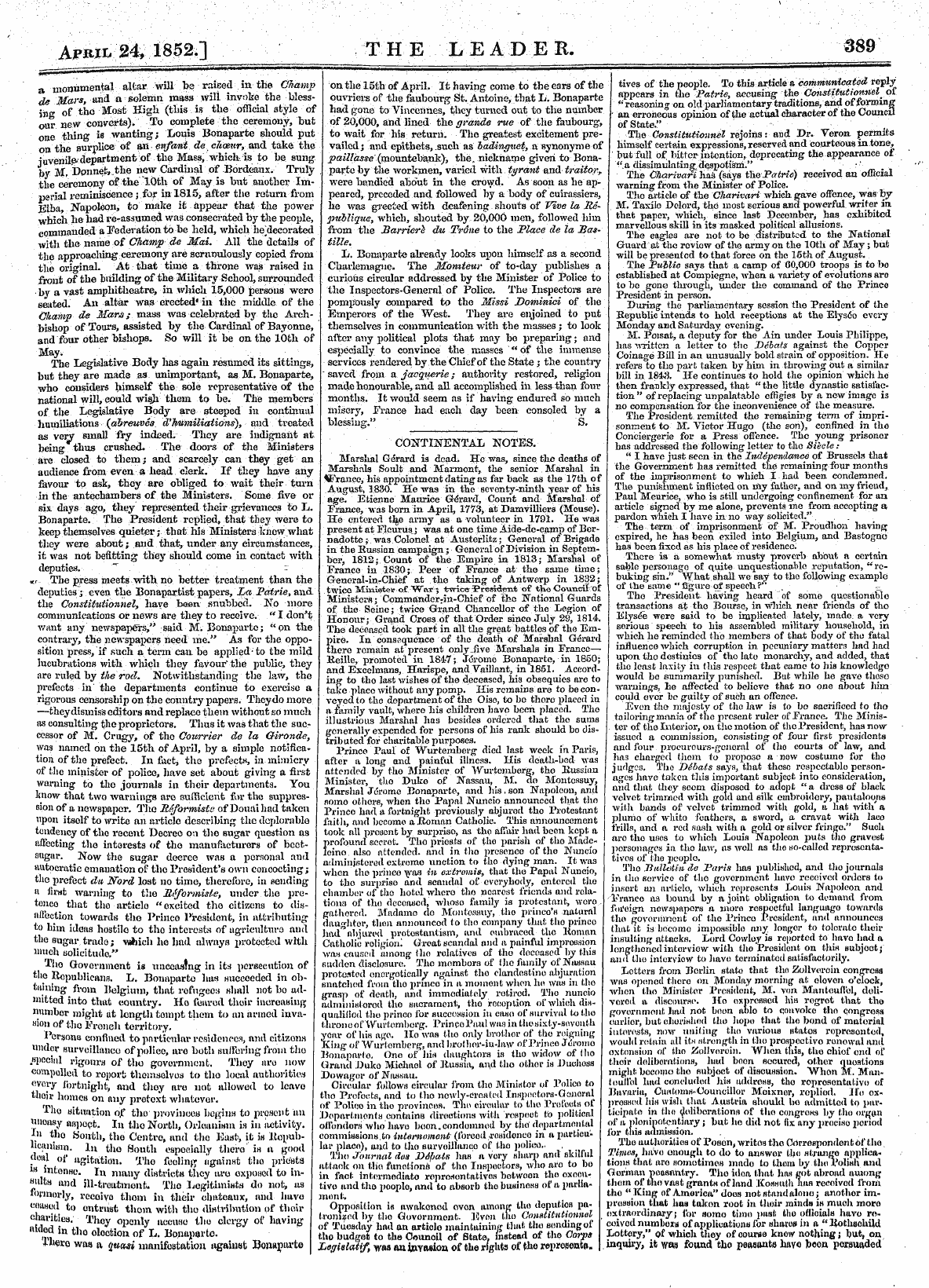 Leader (1850-1860): jS F Y, Country edition - ;-^Jp^^:Ifej5^Lv--- The Leader. 389