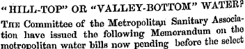 "HILL-TOF' OR "V ALLEY-BOTTOM" WATER? Th...