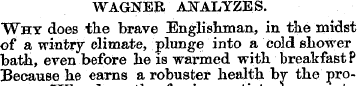 WAGNER ANALYZES. Why does the brave Engl...