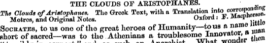 THE CLOUDS OF ARISTOPHANES. The Clouds o...
