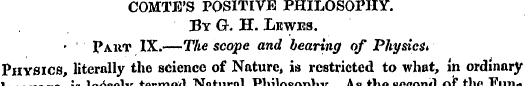 COMTE'S POSITIVE PHILOSOPHY. By G. H. Le...