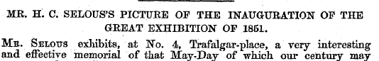 MR. H. C. SELOUS'S PICTURE OF THE INAUGU...