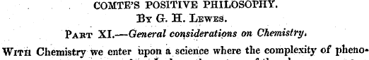 COMTE'S POSITIVE PHILOSOPHY. By G. H. Le...