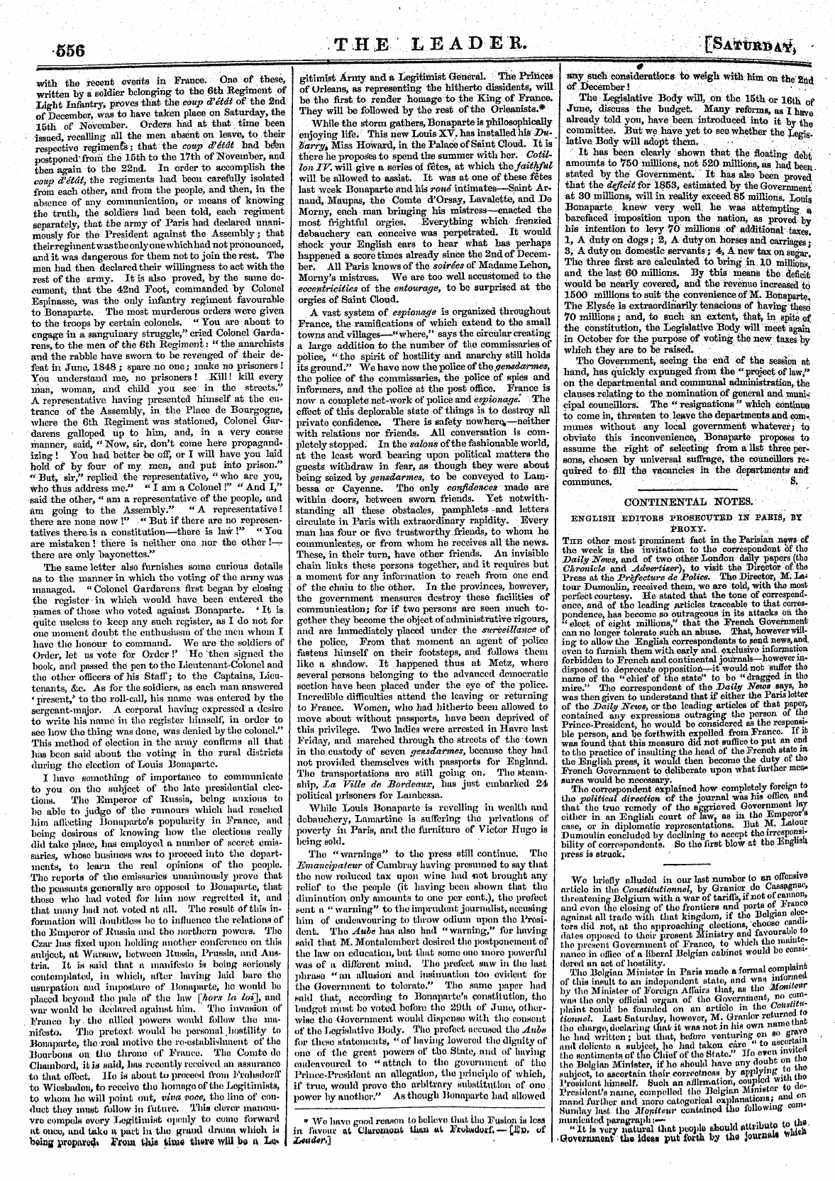 Leader (1850-1860): jS F Y, Country edition - Wo Briofly Alluded In Our Last Number To...