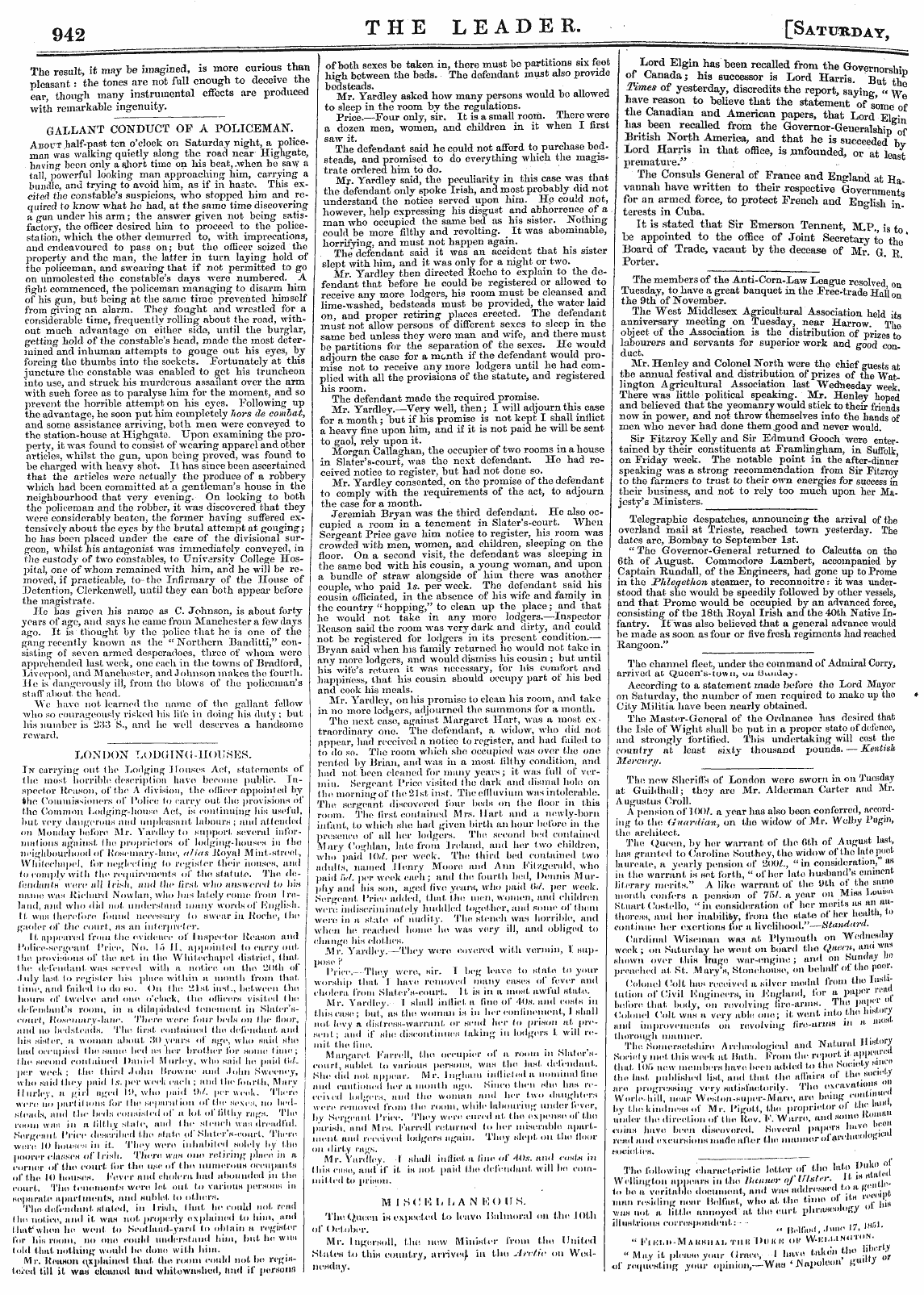 Leader (1850-1860): jS F Y, Country edition - Telegraphic Despatches, Announcmg The Ar...