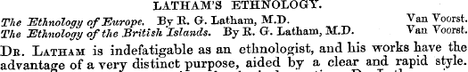 LATHAM'S ETHNOLOGY. The Ethnology of Eur...