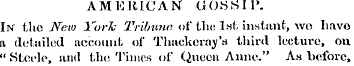 AMERICAN GOSSIP. In the New York Tribune...