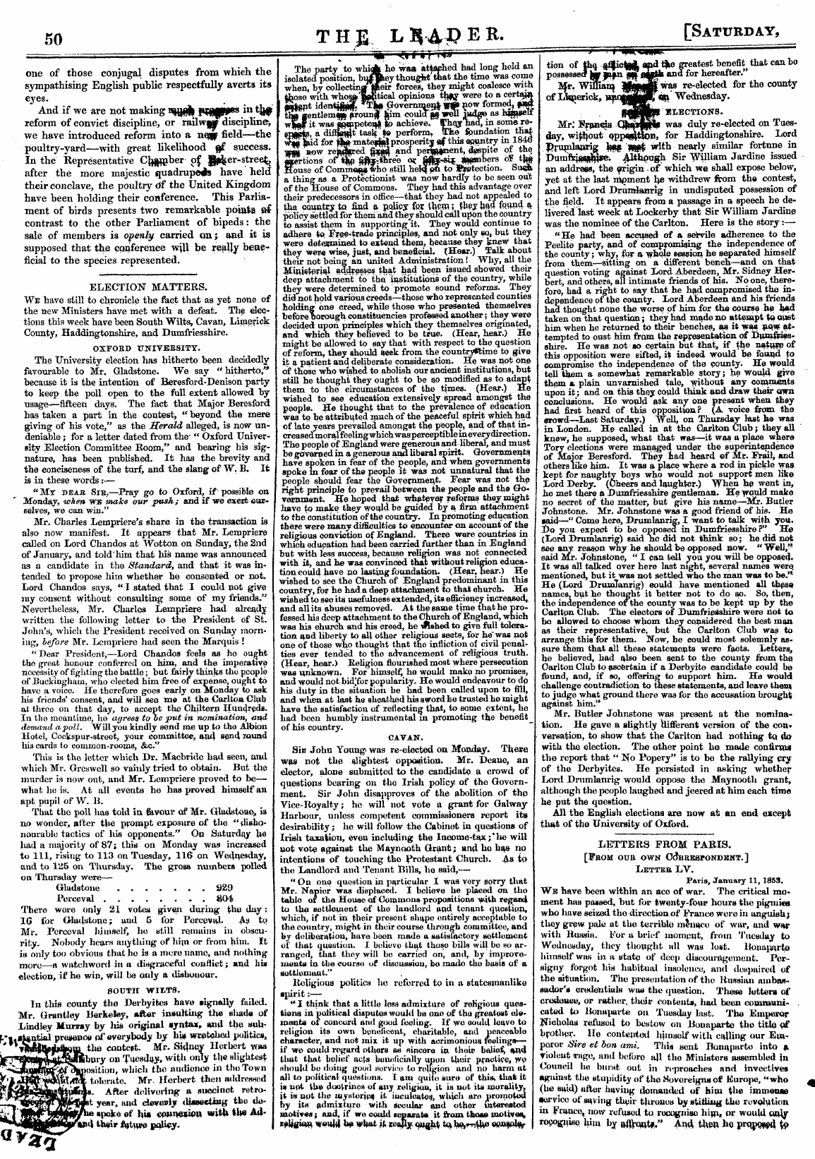 Leader (1850-1860): jS F Y, Country edition - 50 Thfl L34p Er. , _ C Saturpay>